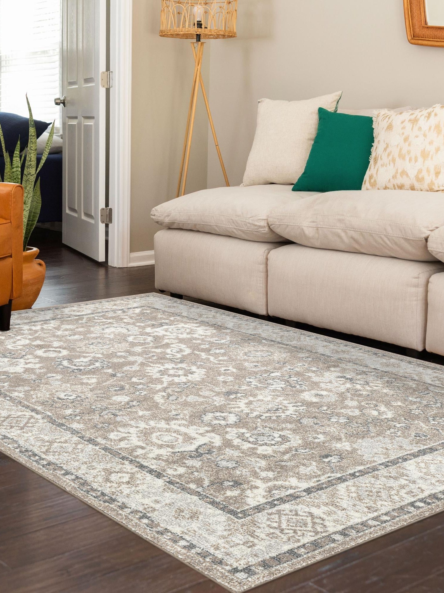 Beige Brown 7' 10 x 10' Penrose Rectangle Area Rug