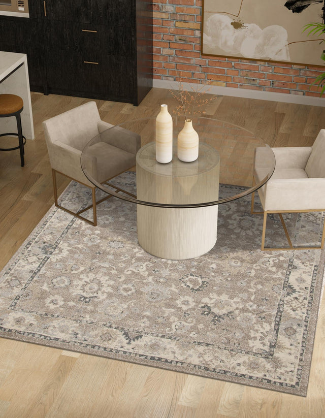 Beige Brown 7' 10 x 7' 10 Penrose Square Area Rug