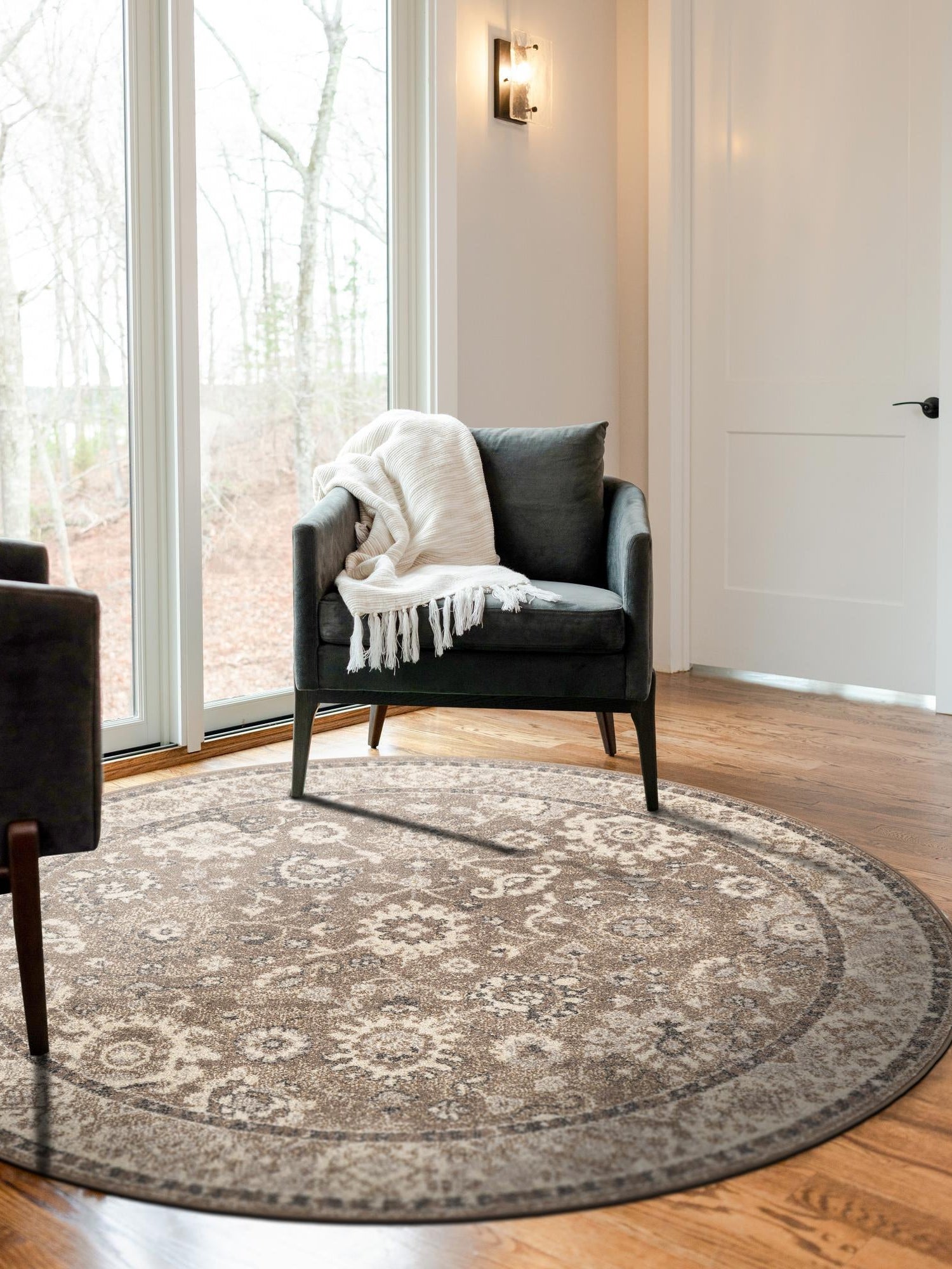 Beige Brown 6' 1 x 6' 1 Penrose Round Area Rug