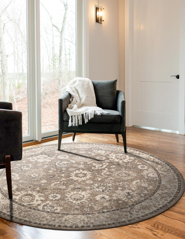 Beige Brown 3' 1 x 3' 1 Penrose Round Area Rug