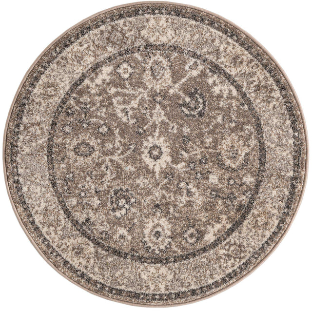 Beige Brown 3' 1 x 3' 1 Penrose Round Area Rug
