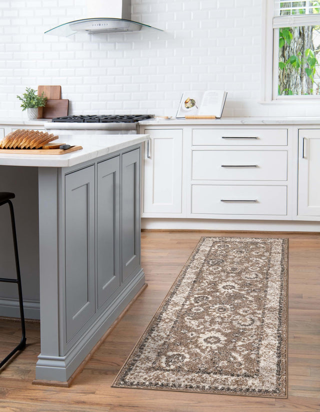 Beige Brown 2' x 8' Penrose Runner Area Rug