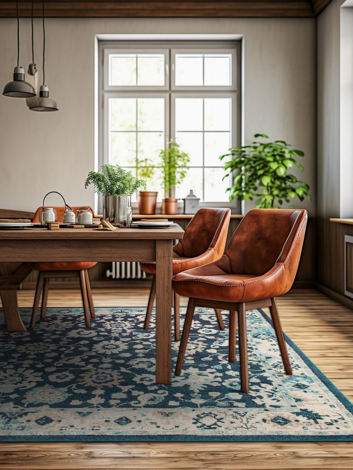 Navy Blue 7' 10 x 7' 10 Penrose Square Area Rug