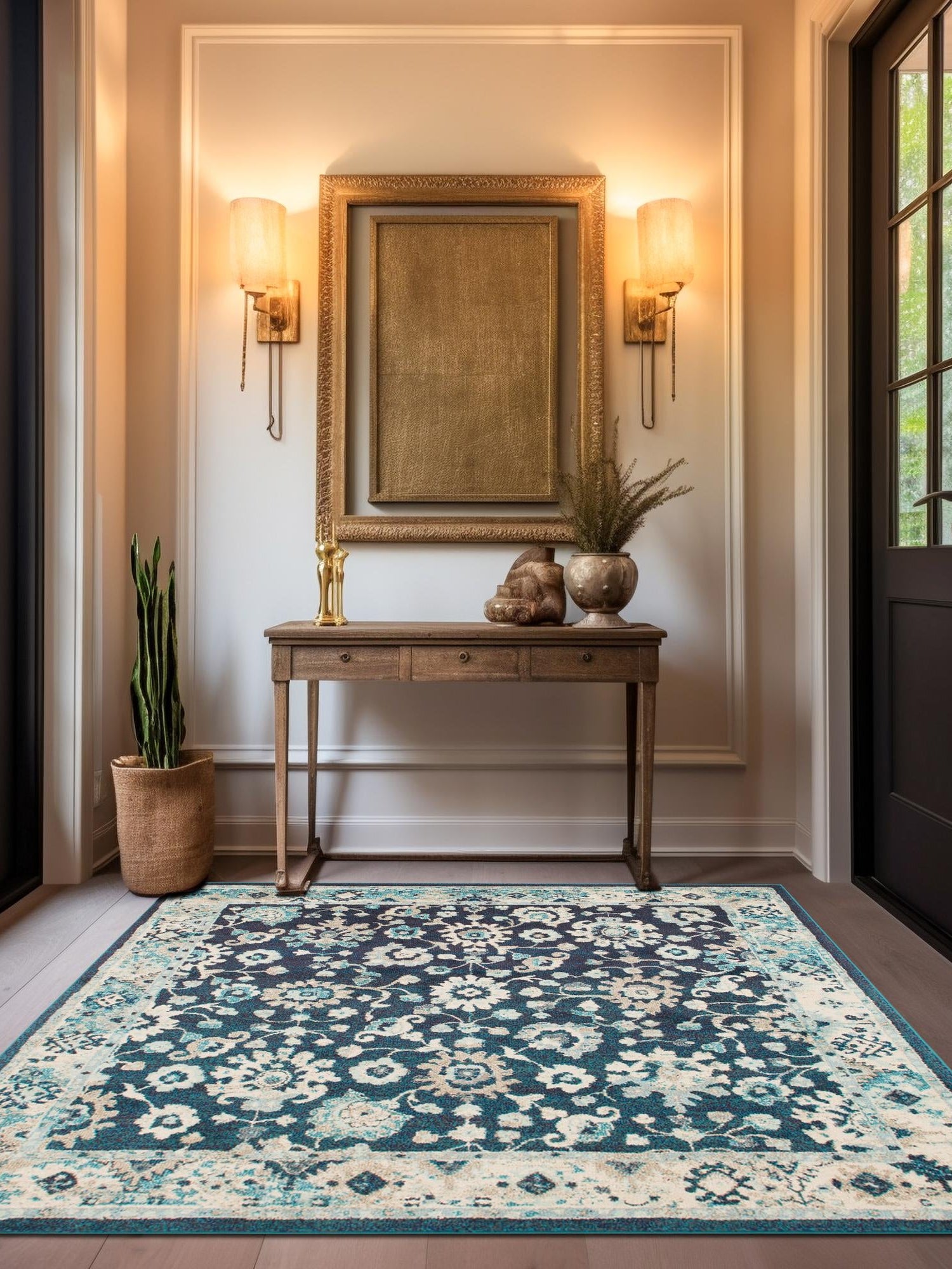 Navy Blue 7' 10 x 7' 10 Penrose Square Area Rug