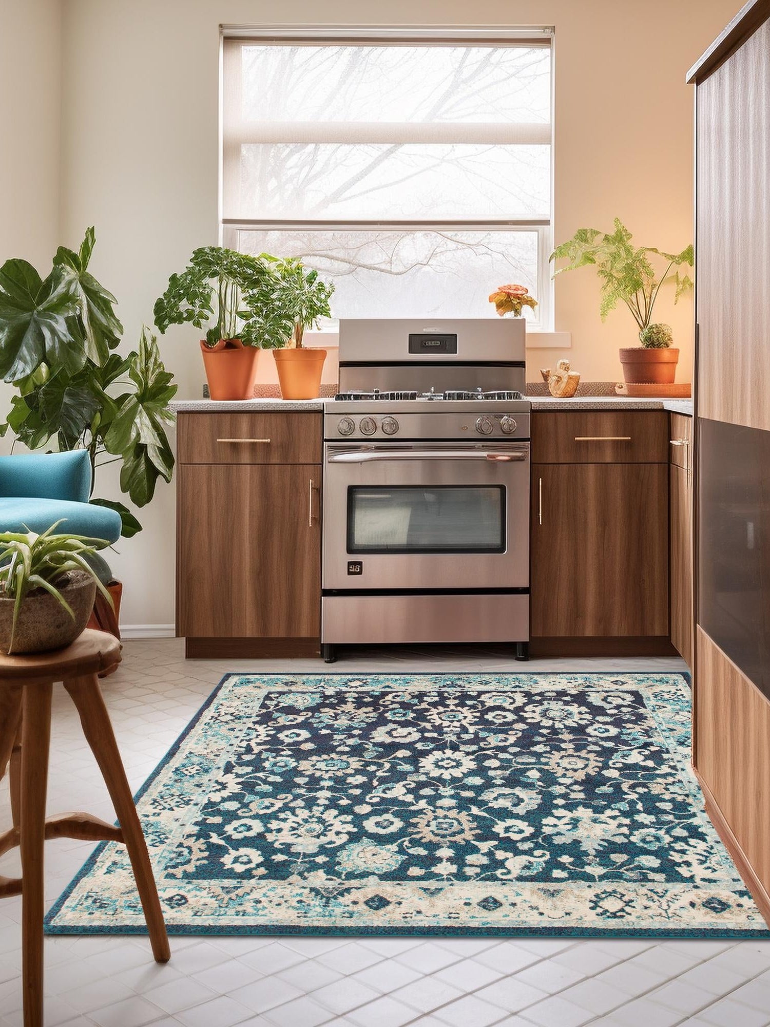 Navy Blue 7' 10 x 7' 10 Penrose Square Area Rug