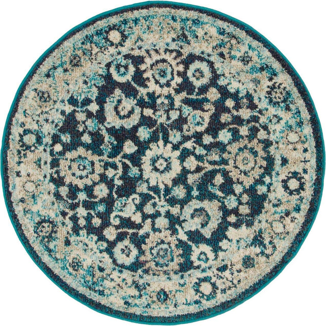 Navy Blue 3' 1 x 3' 1 Penrose Round Area Rug