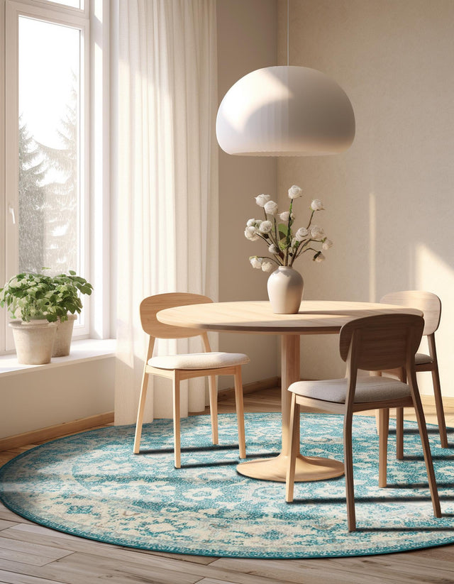 Turquoise 3' 1 x 3' 1 Penrose Round Area Rug