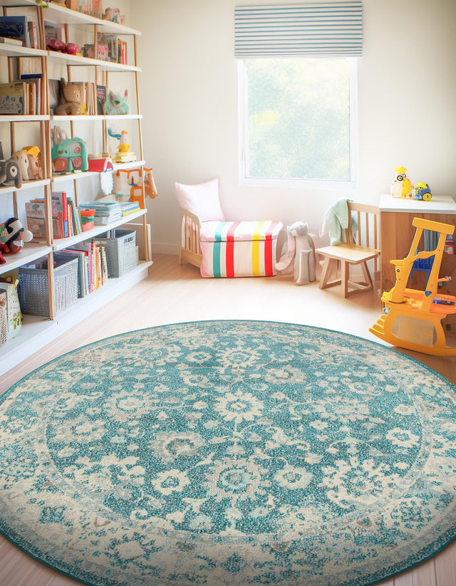 Turquoise 3' 1 x 3' 1 Penrose Round Area Rug