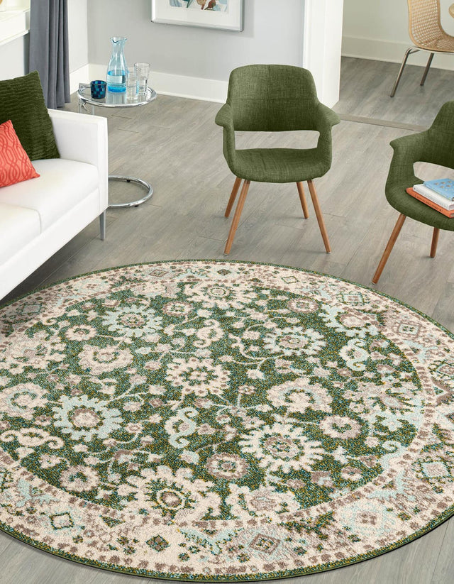 Green 3' 1 x 3' 1 Penrose Round Area Rug
