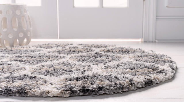 Gray 5' x 5' Hygge Shag Round Area Rug Thick Soft Touch Fluffy & Plush Shaggy Pile 100% Polypropylene With Jute Backing Modern Carpet for Sale at Rug Engine