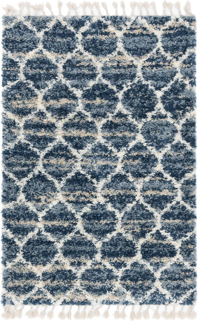 Blue 4' 1 x 6' 1 Hygge Shag Rectangle Area Rug Thick Soft Touch Fluffy & Plush Shaggy Pile 100% Polypropylene With Jute Backing Modern Carpet for Sale at Rug Engine