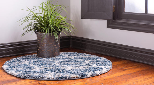 Blue 3' 3 x 3' 3 Hygge Shag Round Area Rug Thick Soft Touch Fluffy & Plush Shaggy Pile 100% Polypropylene With Jute Backing Modern Carpet for Sale at Rug Engine