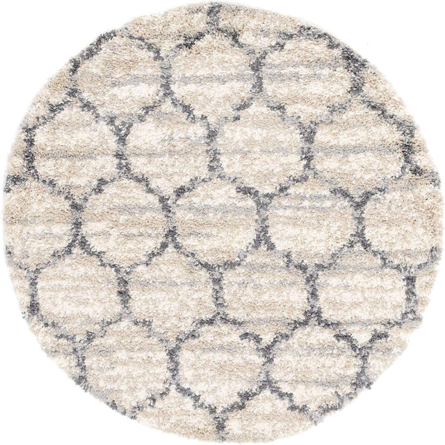 Beige 5' x 5' Hygge Shag Round Area Rug Thick Soft Touch Fluffy & Plush Shaggy Pile 100% Polypropylene With Jute Backing Modern Carpet for Sale at Rug Engine