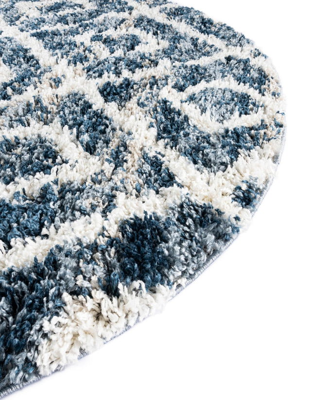 Blue 5' x 5' Hygge Shag Round Area Rug Thick Soft Touch Fluffy & Plush Shaggy Pile 100% Polypropylene With Jute Backing Modern Carpet for Sale at Rug Engine