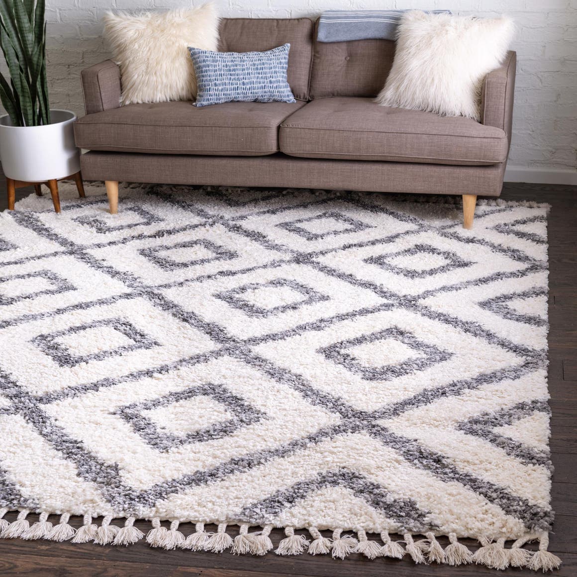 Gallery Detail: Ivory 8 X 8 Hygge Shag Square Area Rug Thick