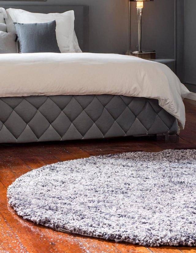 Gray 5' x 5' Hygge Shag Round Area Rug Thick Soft Touch Fluffy & Plush Shaggy Pile 100% Polypropylene With Jute Backing Modern Carpet for Sale at Rug Engine