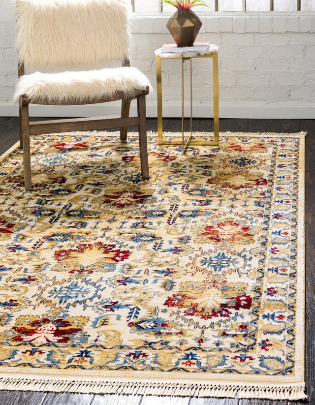 Ivory 5' x 8' District Rectangle Area Rug 100% Polypropylene Easy Clean Stain Resistant Traditional Pattern Classic Carpet for Indoor Dining Living Office for Sale at Rug Engine