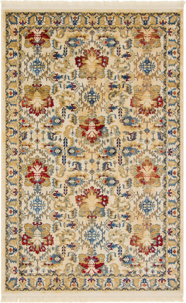 Ivory 4' x 6' District Rectangle Area Rug 100% Polypropylene Easy Clean Stain Resistant Traditional Pattern Classic Carpet for Indoor Dining Living Office for Sale at Rug Engine