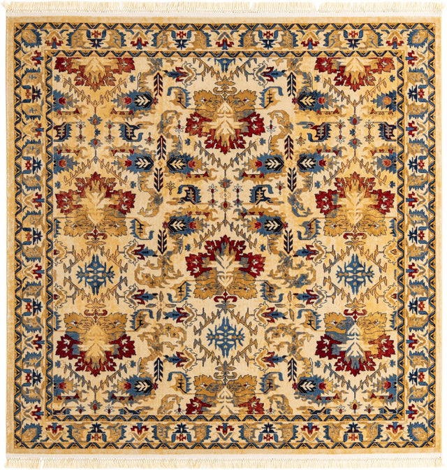 Ivory 8' x 8' District Square Area Rug 100% Polypropylene Easy Clean Stain Resistant Traditional Pattern Classic Carpet for Indoor Dining Living Office for Sale at Rug Engine