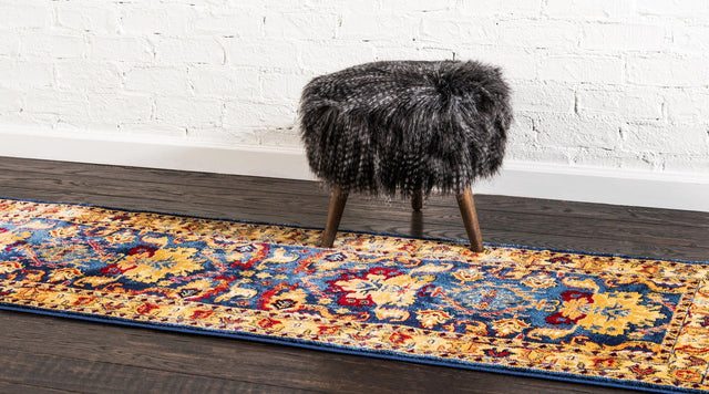 Blue 2' 2 x 6' 1 District Runner Area Rug 100% Polypropylene Easy Clean Stain Resistant Traditional Pattern Classic Carpet for Indoor Dining Living Office for Sale at Rug Engine