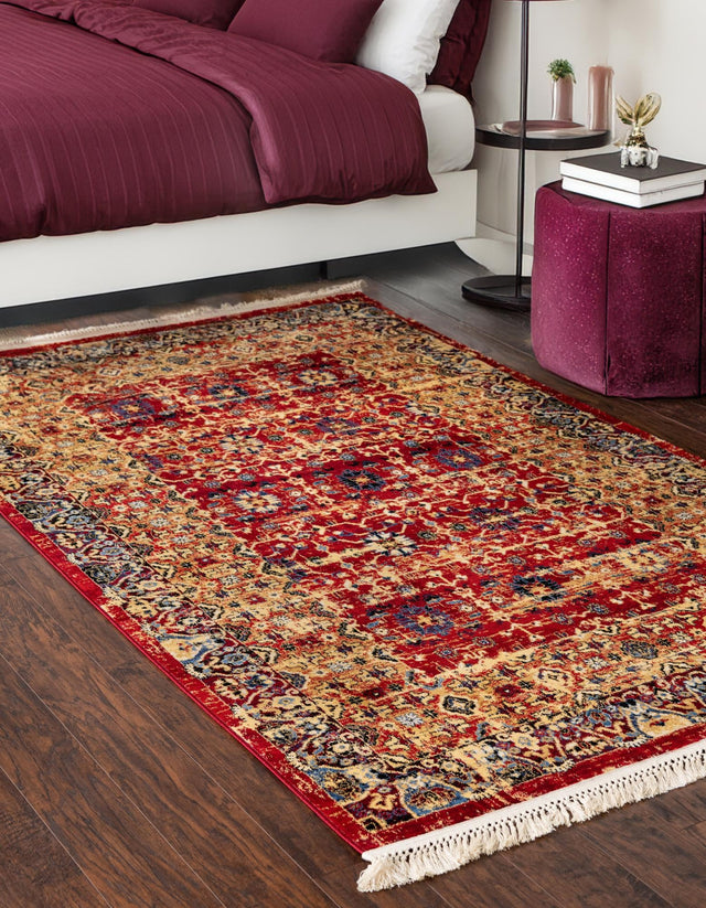 Red 8' x 10' District Rectangle Area Rug 100% Polypropylene Easy Clean Stain Resistant Traditional Pattern Classic Carpet for Indoor Dining Living Office for Sale at Rug Engine