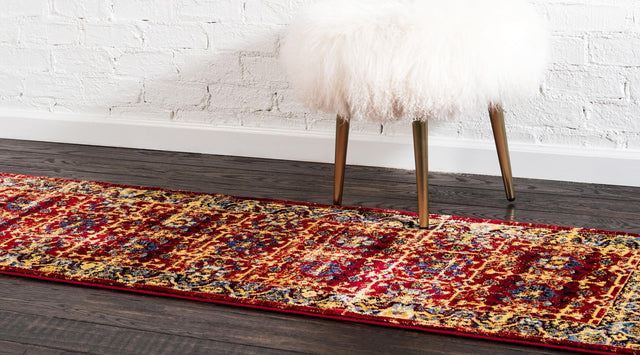 Red 2' 7 x 10' District Runner Area Rug 100% Polypropylene Easy Clean Stain Resistant Traditional Pattern Classic Carpet for Indoor Dining Living Office for Sale at Rug Engine