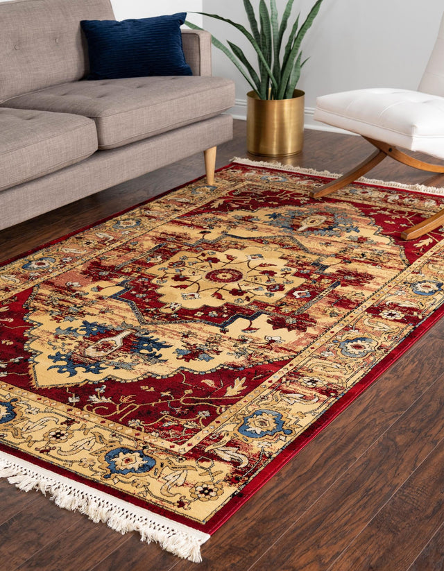Red 3' 3 x 5' 3 District Rectangle Area Rug 100% Polypropylene Easy Clean Stain Resistant Traditional Pattern Classic Carpet for Indoor Dining Living Office for Sale at Rug Engine