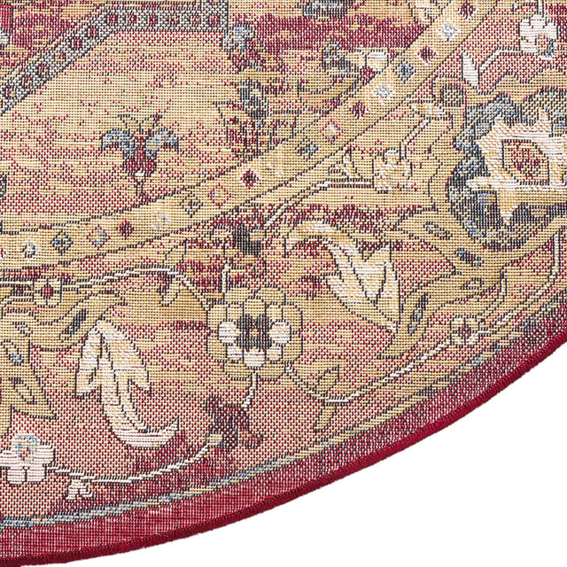 Red 5' x 5' District Round Area Rug 100% Polypropylene Easy Clean Stain Resistant Traditional Pattern Classic Carpet for Indoor Dining Living Office for Sale at Rug Engine