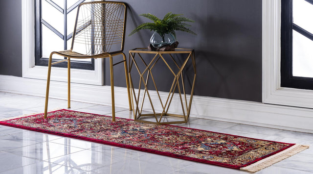 Red 2' 2 x 6' District Runner Area Rug 100% Polypropylene Easy Clean Stain Resistant Traditional Pattern Classic Carpet for Indoor Dining Living Office for Sale at Rug Engine