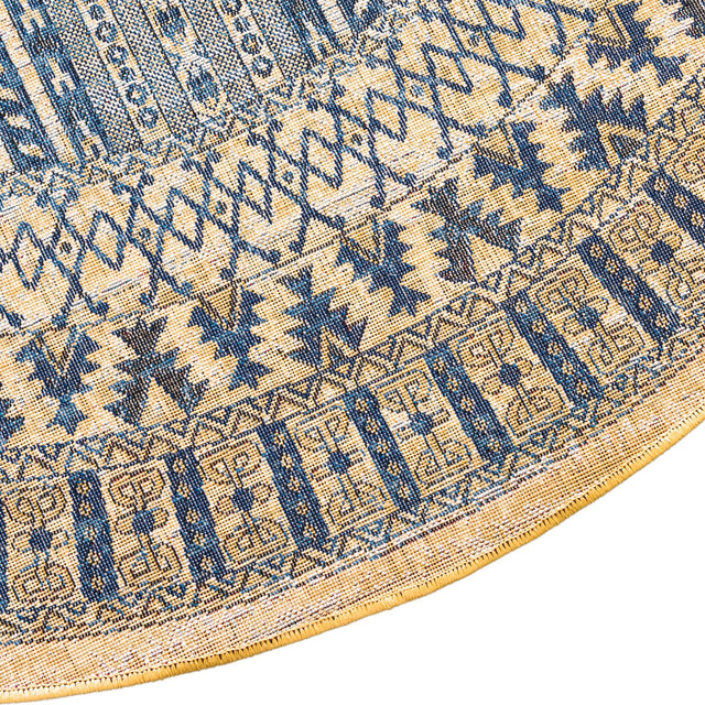 Beige 5' 3 x 5' 3 District Round Area Rug 100% Polypropylene Easy Clean Stain Resistant Traditional Pattern Classic Carpet for Indoor Dining Living Office for Sale at Rug Engine