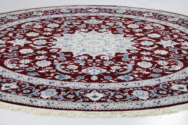 Burgundy 10' x 10' Classical Round Area Rug Traditional Classic Pattern Design Carpet for Indoor Living Room, Dining, Office, Den, Basement for Sale at Rug Engine