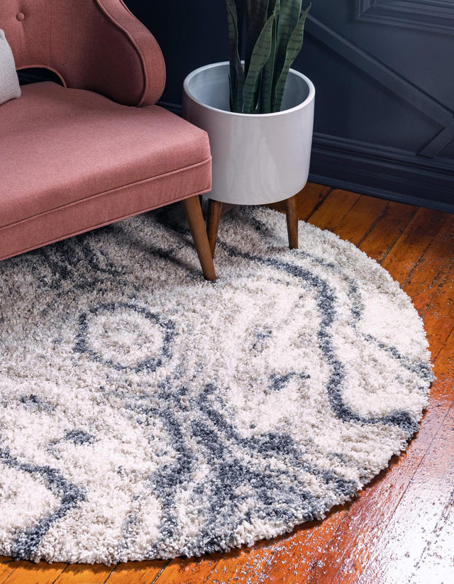 Gray 5' x 5' Hygge Shag Round Area Rug Thick Soft Touch Fluffy & Plush Shaggy Pile 100% Polypropylene With Jute Backing Modern Carpet for Sale at Rug Engine