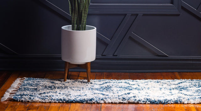 Blue 2' 7 x 8' 2 Hygge Shag Runner Area Rug Thick Soft Touch Fluffy & Plush Shaggy Pile 100% Polypropylene With Jute Backing Modern Carpet for Sale at Rug Engine