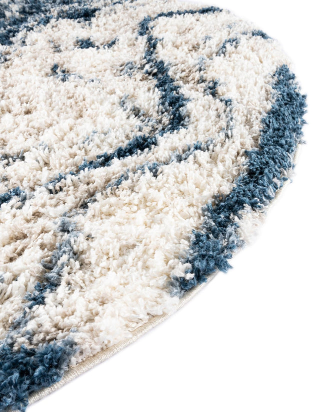 Blue 5' x 5' Hygge Shag Round Area Rug Thick Soft Touch Fluffy & Plush Shaggy Pile 100% Polypropylene With Jute Backing Modern Carpet for Sale at Rug Engine