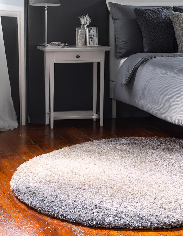 Gray 5' x 5' Hygge Shag Round Area Rug Thick Soft Touch Fluffy & Plush Shaggy Pile 100% Polypropylene With Jute Backing Modern Carpet for Sale at Rug Engine