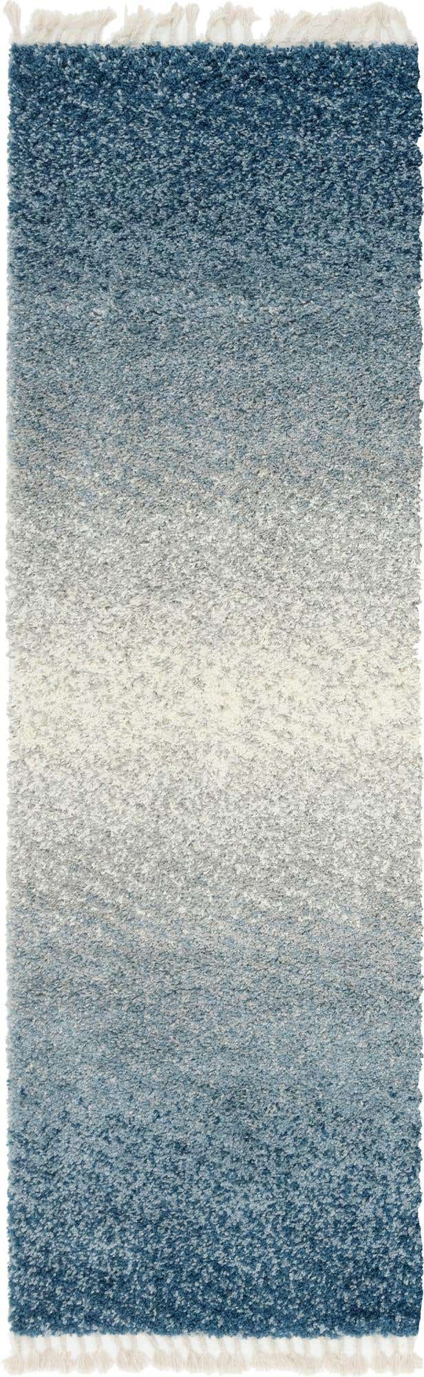Blue 2' 7 x 8' 2 Hygge Shag Runner Area Rug Thick Soft Touch Fluffy & Plush Shaggy Pile 100% Polypropylene With Jute Backing Modern Carpet for Sale at Rug Engine