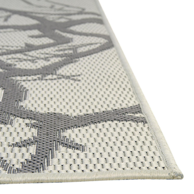 Light Gray 2' x 6' 1 Outdoor Botanical Runner Area Rug Weather Resistant for Patio, Deck, Terrace, Balcony, Porch Polypropylene Garden Floral Tropical Carpet for Sale at Rug Engine