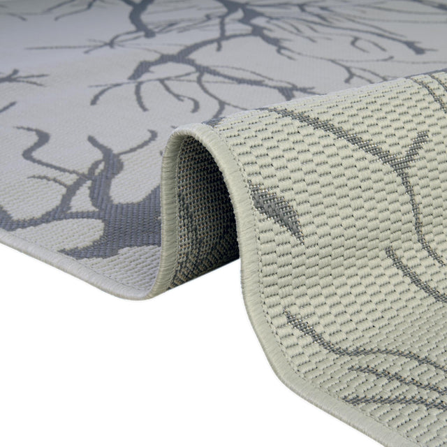 Light Gray 2' x 6' 1 Outdoor Botanical Runner Area Rug Weather Resistant for Patio, Deck, Terrace, Balcony, Porch Polypropylene Garden Floral Tropical Carpet for Sale at Rug Engine