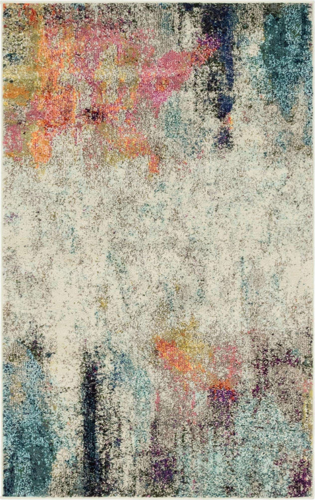 Beige 3' 3 x 5' 3 Chromatic Rectangle Area Rug 100% Polypropylene With Cotton Backing Abstract Modern Colorful Carpet Mat for Home Decor & Interior Design for Sale at Rug Engine