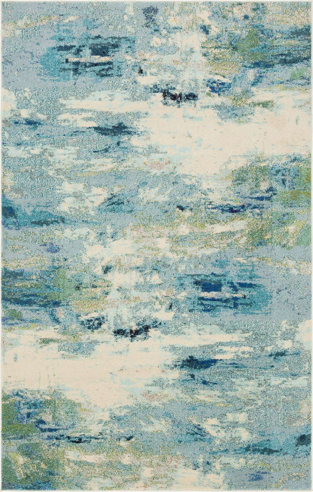 Light Blue 6' 1 x 9' Chromatic Rectangle Area Rug 100% Polypropylene With Cotton Backing Abstract Modern Colorful Carpet Mat for Home Decor & Interior Design for Sale at Rug Engine