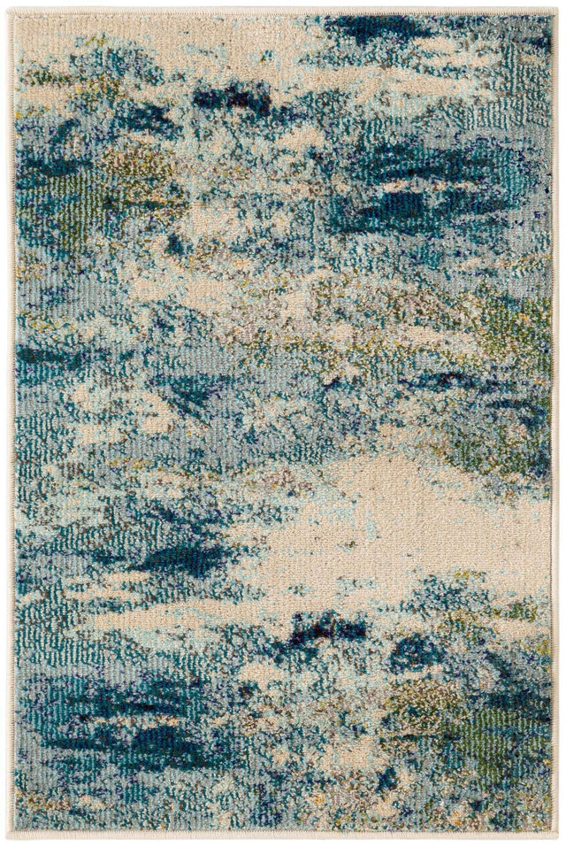 Light Blue 2' 2 x 3' 1 Chromatic Rectangle Area Rug 100% Polypropylene With Cotton Backing Abstract Modern Colorful Carpet Mat for Home Decor & Interior Design for Sale at Rug Engine