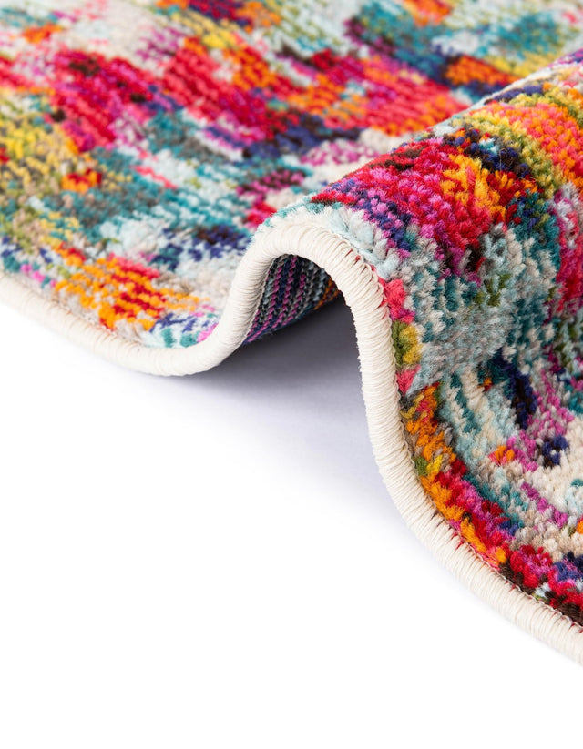 Multicolor 8' x 8' Chromatic Round Area Rug 100% Polypropylene With Cotton Backing Abstract Modern Colorful Carpet Mat for Home Decor & Interior Design for Sale at Rug Engine