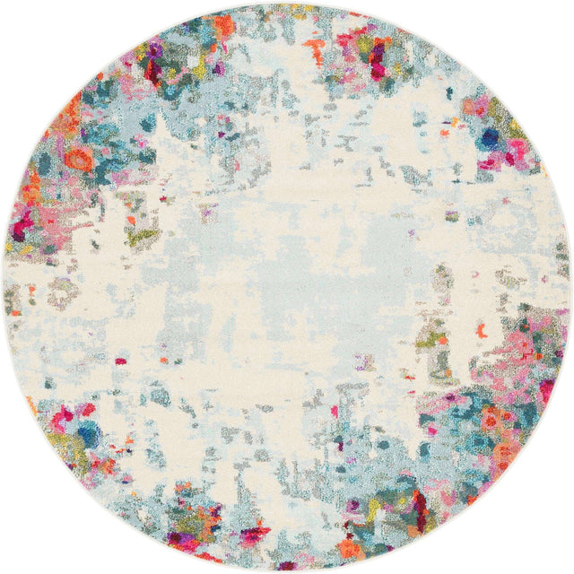 Multicolor 6' 1 x 6' 1 Chromatic Round Area Rug 100% Polypropylene With Cotton Backing Abstract Modern Colorful Carpet Mat for Home Decor & Interior Design for Sale at Rug Engine