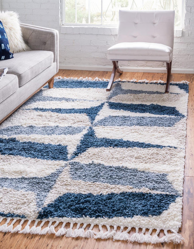 Blue 5' 1 x 8' Hygge Shag Rectangle Area Rug Thick Soft Touch Fluffy & Plush Shaggy Pile 100% Polypropylene With Jute Backing Modern Carpet for Sale at Rug Engine