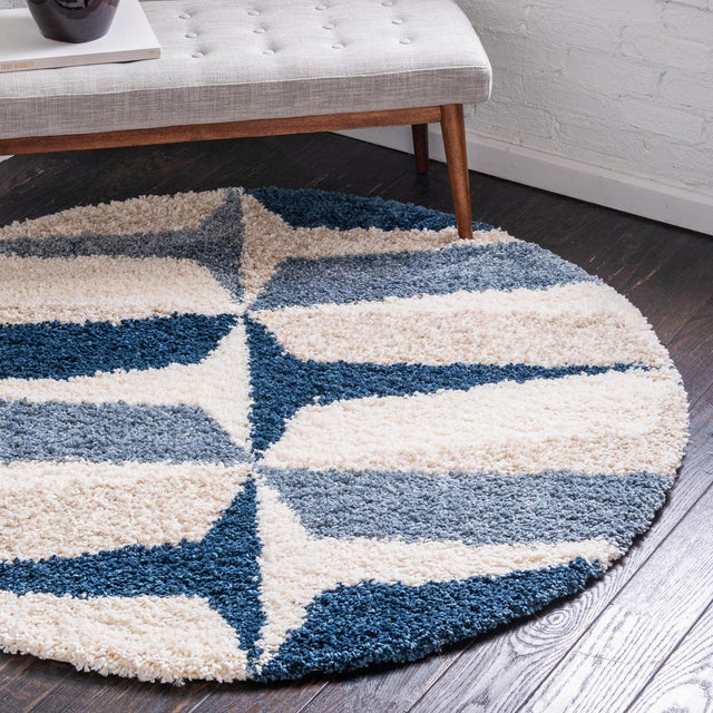 Blue 3' 3 x 3' 3 Hygge Shag Round Area Rug Thick Soft Touch Fluffy & Plush Shaggy Pile 100% Polypropylene With Jute Backing Modern Carpet for Sale at Rug Engine