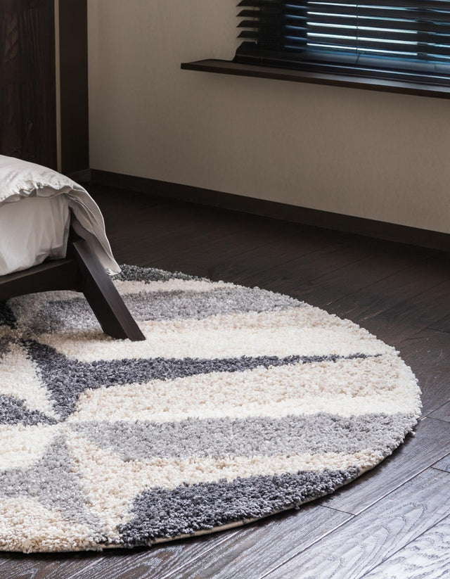 Gray 5' x 5' Hygge Shag Round Area Rug Thick Soft Touch Fluffy & Plush Shaggy Pile 100% Polypropylene With Jute Backing Modern Carpet for Sale at Rug Engine