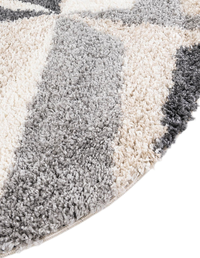 Gray 5' x 5' Hygge Shag Round Area Rug Thick Soft Touch Fluffy & Plush Shaggy Pile 100% Polypropylene With Jute Backing Modern Carpet for Sale at Rug Engine