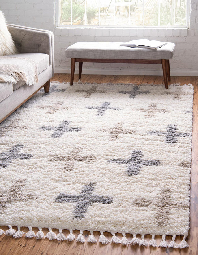 Ivory 4' 1 x 6' 1 Hygge Shag Rectangle Area Rug Thick Soft Touch Fluffy & Plush Shaggy Pile 100% Polypropylene With Jute Backing Modern Carpet for Sale at Rug Engine