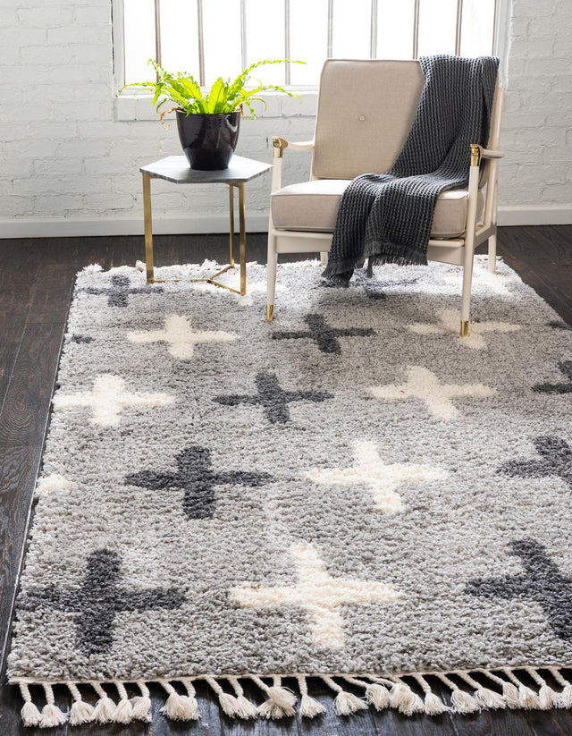 Light Gray 8' x 10' Hygge Shag Rectangle Area Rug Thick Soft Touch Fluffy & Plush Shaggy Pile 100% Polypropylene With Jute Backing Modern Carpet for Sale at Rug Engine