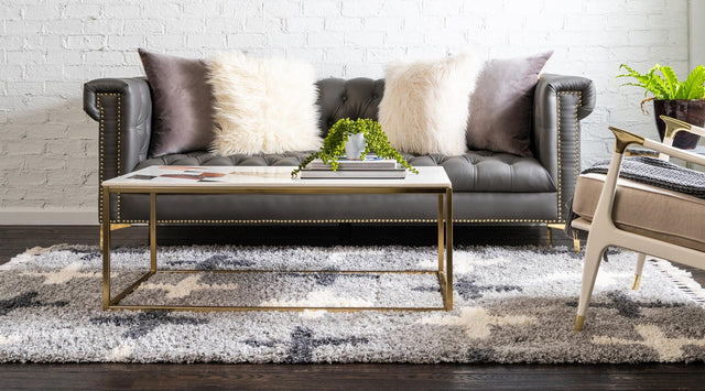 Light Gray 4' 1 x 6' 1 Hygge Shag Rectangle Area Rug Thick Soft Touch Fluffy & Plush Shaggy Pile 100% Polypropylene With Jute Backing Modern Carpet for Sale at Rug Engine